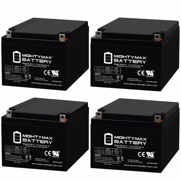 12V 26AH Replacement Battery for FGC22703 12 Volt 26 Ah - 4PK
